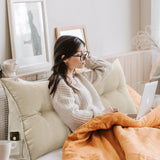 Triangular Wedge Headboard Pillow Twin Dorm for Headboard Daybeds Bunk Beds Reading Bed Rest Pillows with Side Pocket Large Bolster Backrest Cushion with Detachable Cover ,Navy Blue,39*10*20in UUluhao