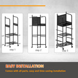 Lezbanz Heavy Duty Fishing Rod Rack with Pegboard & Hooks, Fishing Organizer for Garage Holds Up to 10 Rods, 3-Tier Fishing Gear Holder for Garage with Movable Wheels Lezbanz