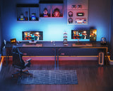 KKL Large Computer Desk with Power Outlets and USB Port Desk for Home Office Gaming Simple Modern Style Writing Desks with Storage Bag Headphone Hook, 63 inch, Black KKL