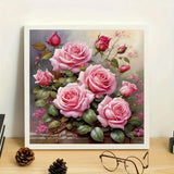 JFYHAB Pink Rose Diamond Painting Kits for Adults-Flowers Diamond Art Kits for Adults,5D Diamond Painting Rose, DIY Full Drill Diamond Painting Rose Gem Art and Crafts 12x12inch JFYHAB
