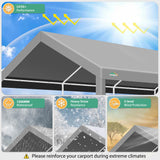 COBIZI Carport 12'x20' Heavy Duty Portable Garage, Upgraded Car Canopy with Built-in Sandbags, UV Resistant Waterproof All-Season Tarp, Car Tent for Truck, Boat, SUV, Gray COBIZI