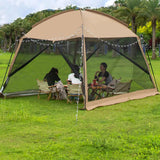 GVDV Screen House Tent 11x11 Ft Mesh Net, Outdoor Camping Screen Room Sun Shade Gazebo Shelter Included Carry Bag, Easy Setup & Waterproof, Perfect for Family Picnic, Backyards, BBQ and Party GVDV