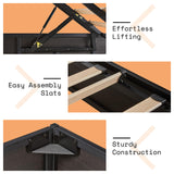 AMERLIFE Lift Up Storage Bed, King Bed Frame with Storage Underneath, Wooden Platform Bed Frame, Solid Wood Slats Support, No Fixed Headboard, No Box Spring Needed, Dark Oak AMERLIFE