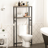 HOOBRO Over-The-Toilet Storage, 2-Tier Bathroom Organizer Over Toilet, Bathroom Shelves with Toilet Paper Holder and Hooks, Freestanding Storage Shelf, Space Saver, Greige and Black BG49TS01 HOOBRO