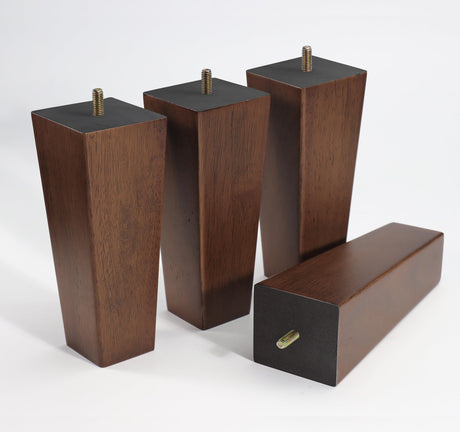WEKIS Solid Wooden Furniture Legs 8 Inch, Natural Wood Mid Century Brown Square Legs Furniture Replacements Feet for Couch Legs, Sofa Legs, Cabinet Legs, Bench Legs, Bed Legs, Set of 4 WEKIS