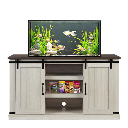 BESTTOONE Fish Tank Stand, 20 Gallon Aquarium Stand with Open Storage Space and Cable Holes, Fish Tank Table with Sliding Doors, 54.5" W*15.75" D*30.5" H, Light Gray