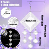 4Pack 8inch Sublimation Wind Spinner Blanks 3D Aluminum Metal Wind Sculpture Kinetic Spinners for Yard and Garden Indoor Art Ornaments Hanging Decoration (Rhombus) WindMage