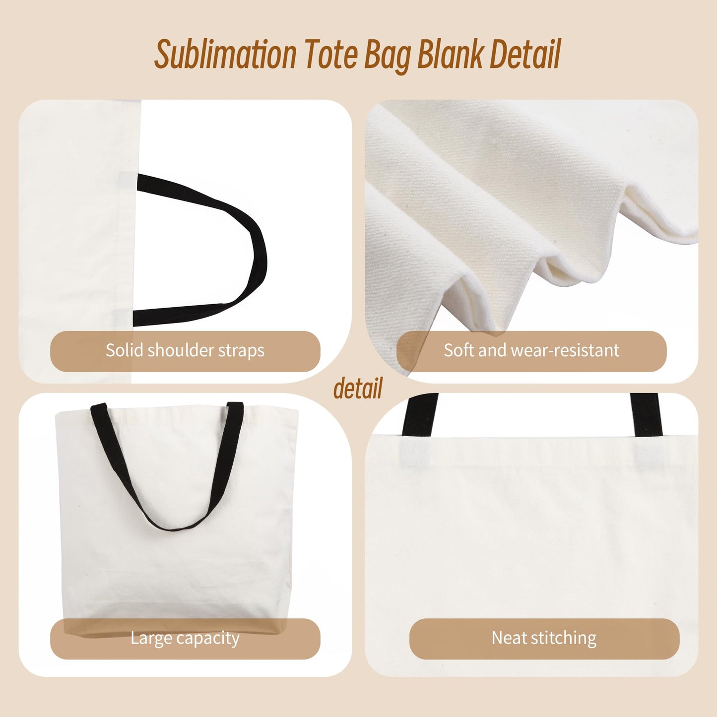 6pcs Sublimation Tote Bags Blanks,Sublimation Blanks Tote Bag Sublimation Totes Blank Tote Bags Bulk Canvas Tote Bags Sublimation Canvas Bags Blank Canvas Tote Bags Bulk Grocery Bag White Tote Bag