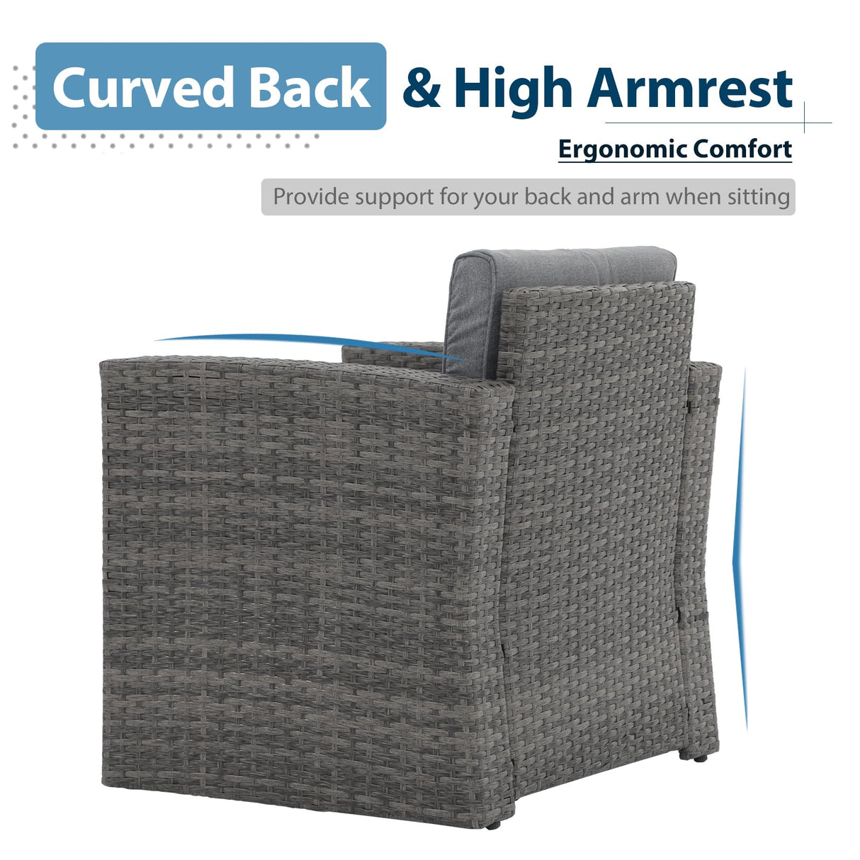 JOIVI 8 Pieces Patio Furniture Set with 45” Fire Pit Table, Outdoor Conversation Set with 50000 BTU Gas Fire Pit, Rattan Sectional Sofa Set with Storage Box for Garden, Backyard, Grey JOIVI