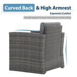 JOIVI 8 Pieces Patio Furniture Set with 45” Fire Pit Table, Outdoor Conversation Set with 50000 BTU Gas Fire Pit, Rattan Sectional Sofa Set with Storage Box for Garden, Backyard, Grey JOIVI