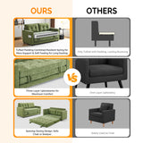 VINGLI Sofa Bed Full Size Pull Out Couch Bed Olive Green Futon Couch 64" W 84" L Loveseat Sleeper Floor Couches for Living Room Convertible Loveseat Sofa Foldable Sofa Bed VINGLI