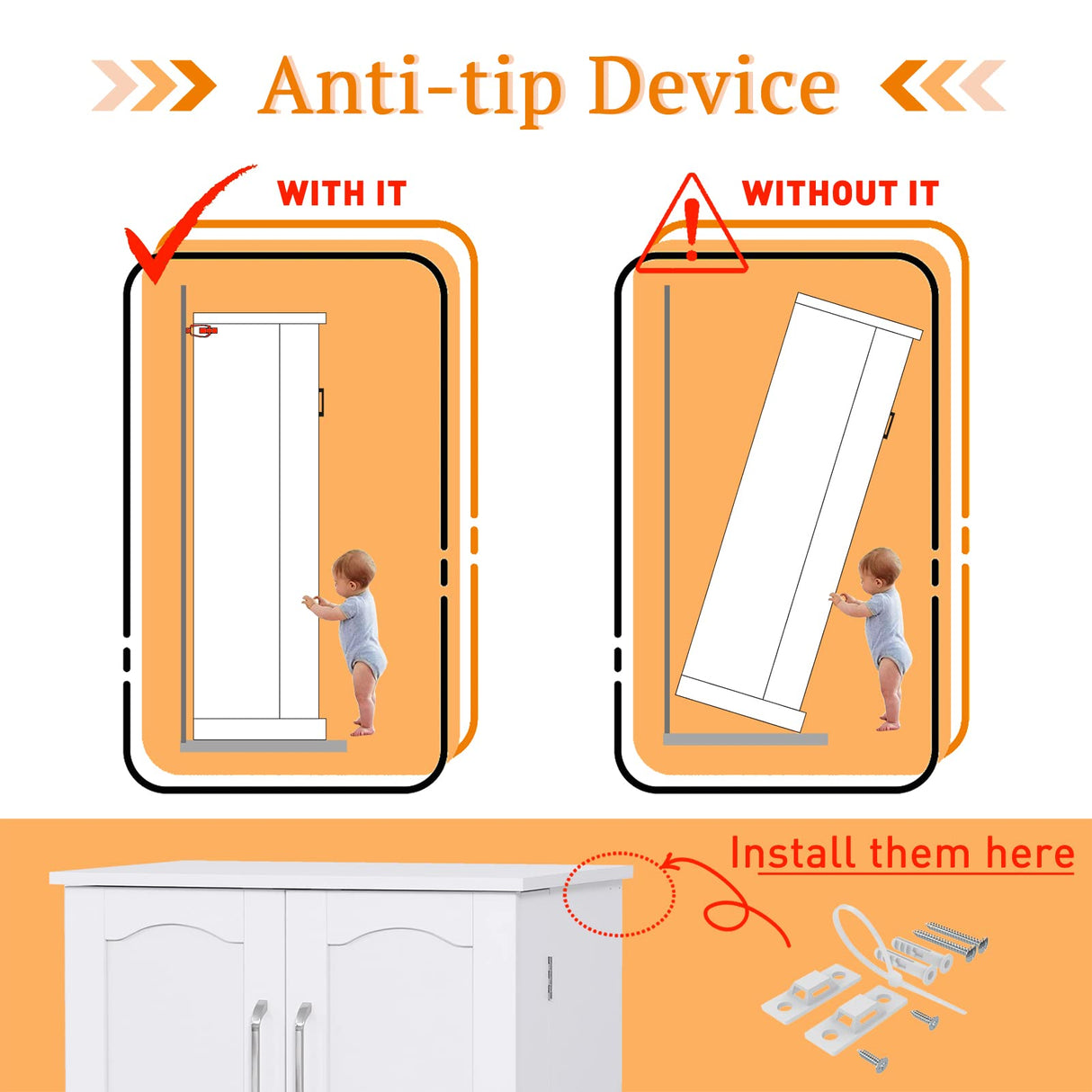 Furnaza 50" LED Kitchen Pantry Storage Cabinets - Food Cabinets Cupboards with 2 Doors with Racks and Shelves Adjustable for Small Space in Dinning Room, Living Room, in White Furnaza