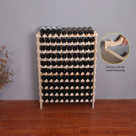 fdjamy Wine Rack Cabinet Freestanding for Floor Wooden Stackable Storage Modular countertop Wood Wine Holder (100bottle) fdjamy