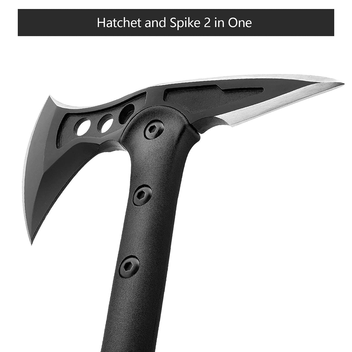 Hitdudu Camping Axe, Survival Throwing Hatchet with Sheath, Tactical Tomahawk with Spike, Nylon Fiber Handle for Outdoor Survival Hiking Camping Hitdudu