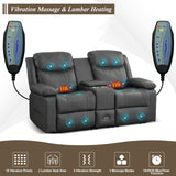 B BAIJIAWEI Loveseat Recliner, Reclining Sofa with Console, Double Reclining Couch, 2 Seater Manual Massage Couch for Living Room, Office, Home Theater(PU-Grey) B BAIJIAWEI