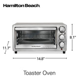Hamilton Beach 31143 4-Slice Toaster Oven with 5 Cooking Modes (Bake, Broil, Keep Warm Toast & Bagel) with Stay On & Auto Shutoff, 2 Rack Positions, 1100 Watts and 3 Accessories, Stainless Steel Hamilton Beach