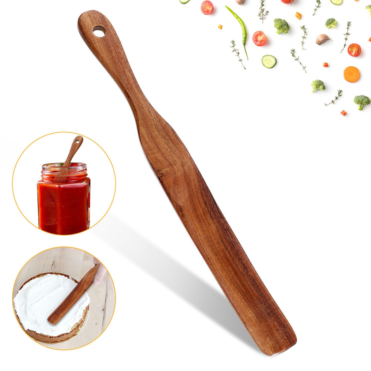 11 Inch Skinny Wooden Spurtle Blender Spatula Sourdough Mixer Bread Stirring Spatula Wood Utensil Tool Flat Stirring Stick Bread Spatula for Dough Cooking Spreading Baking Whisking Mixing Jar Scraping Qianyu