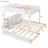Harper & Bright Designs Full Over Full Bunk Bed Twin Size Trundle, Wood Full Bunk Bed with USB Ports, Storage and Desk, White Harper & Bright Designs