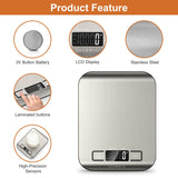CROWNFUL Food Scale, 11 lb Digital Kitchen Scales with Built-in Coin Battery, Weight Ounces and Grams for Cooking and Baking, 6 Units with Tare Function, LCD Display, 304 Stainless Steel CROWNFUL