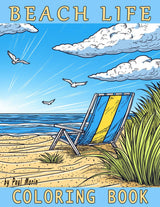 Beach Life Coloring Book: 50 Fun & Unique Beach-Themed Coloring Pages for Kids, Teens, and Adults (Coloring Books) WoodArtSupply