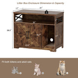 Halitaa Cat Litter Box Enclosure, Hidden Litter Box Furniture with Scratch Pad, Farmhouse Indoor Cat House Washroom End Table, Rustic Brown Halitaa