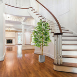 Warmplants Artificial Ficus Tree, 7ft Silk Fake Ficus Leaves Plant with Basket, Indoor Outdoor Faux Green Tree for Home Garden Office House Livingroom Décor Warmplants