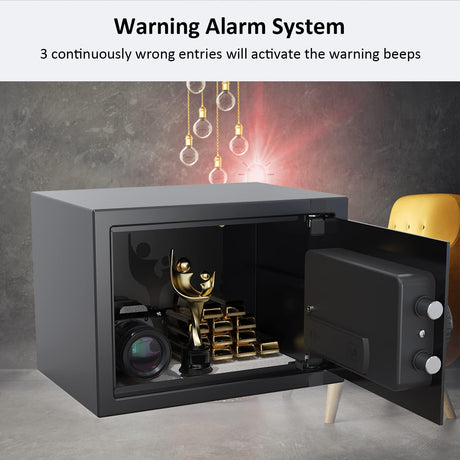 <1.6 cu.ft.>Goldenkey Digital Fireproof Safe for Documents, Personal Safe Box for Laptop, Steel Safes with Removable Shelf for Guns Valuables for Home, office, Hotel, 11.81"D x 14.96"W x 11.81"H GOLDENKEY