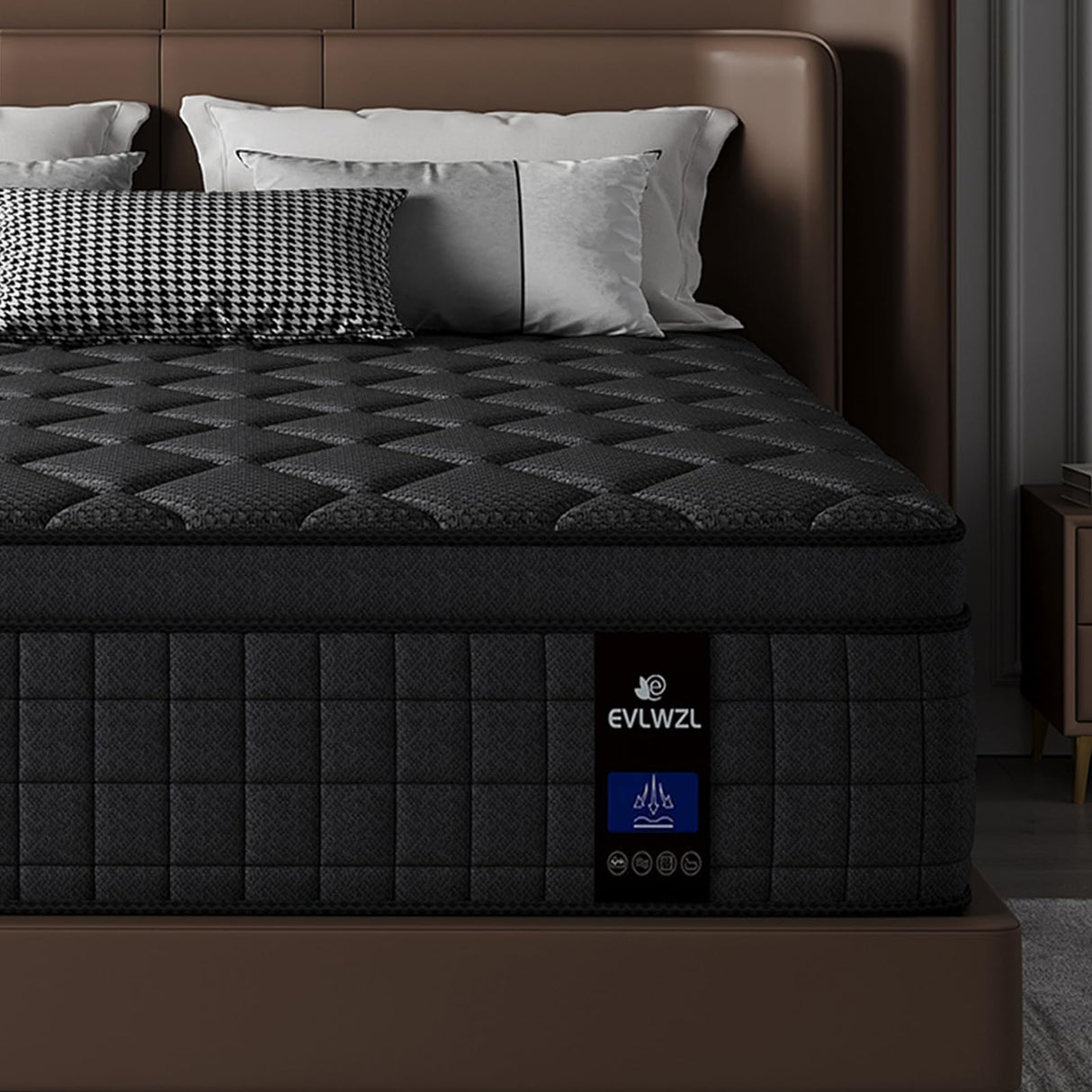 EVLWZL 12 Inch Queen Mattress, Medium Firm Hybrid Queen Mattresses, Memory Foam Mattress in a Box with Individually Wrapped Pocket Springs, Reinforced Edge Support, Pressure Relief, Motion Isolation EVLWZL