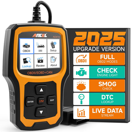 ANCEL AD410 Enhanced OBD2 Scanner, Vehicle Code Reader for Check Engine Light, Automotive OBD II Scanner Fault Diagnosis, OBDII Scan Tool for All OBDII Cars 1996+, Black/Yellow ANCEL