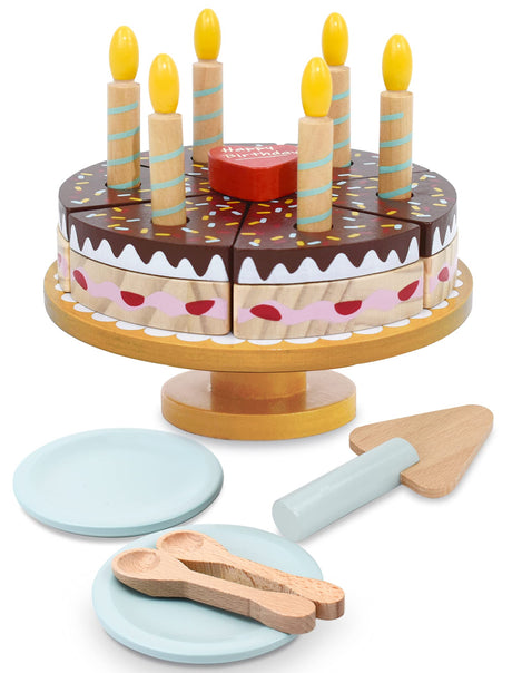PairPear Birthday Party Cake Playset for Kids,Wooden Toys Play Food PairPear