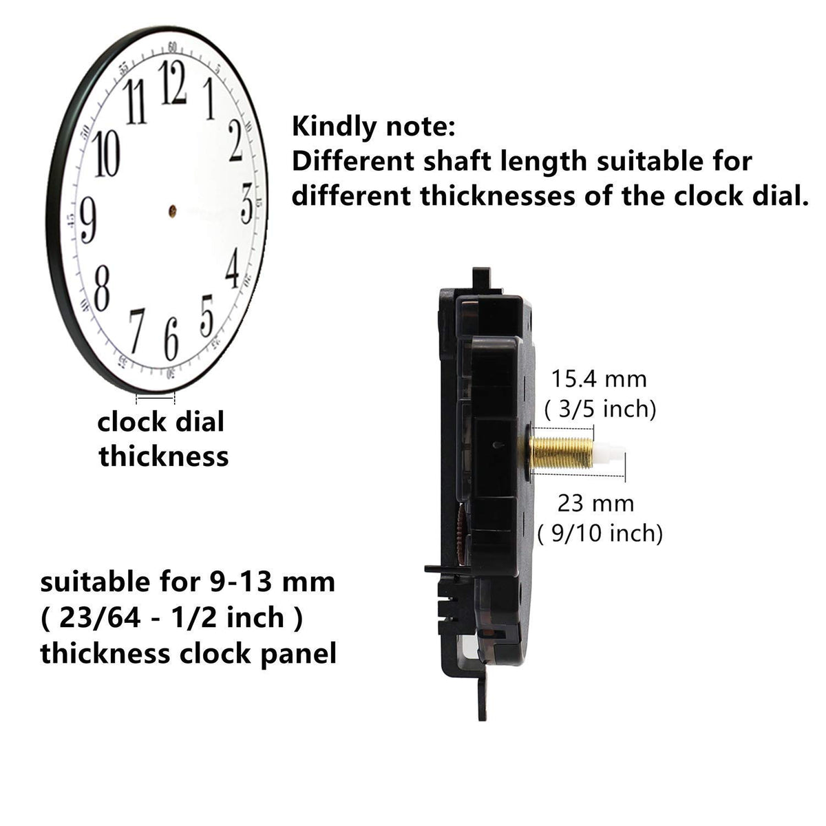 Youngtown 12888 Pendulum Type Movement Step Clock Accessory Quartz DIY Movement Kits,1/2 Inch Maximum Dial Thickness, 9/10 Inch Total Shaft Length. TIKROUND