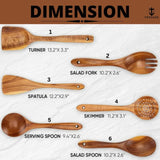 Vensure Wooden Spoons for Cooking 6-Piece, 12 Inch Wooden Spatula Spoon Set for Cooking, Non-Stick Wooden Cooking Utensils -Soft Comfort-Grip Wood Spoons for Cooking, Wooden Spoon with Handmade Design Vensure