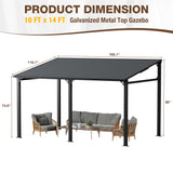 EBE 14' x 10' Hardtop Gazebo, Lean to Gazebos with Galvanized Steel Roof, Heavy Duty Outdoor Pergola and Gazebos Clearance, Wall Mounted Grill Gazebo Awning for Patio, Poch, Backyard EBE