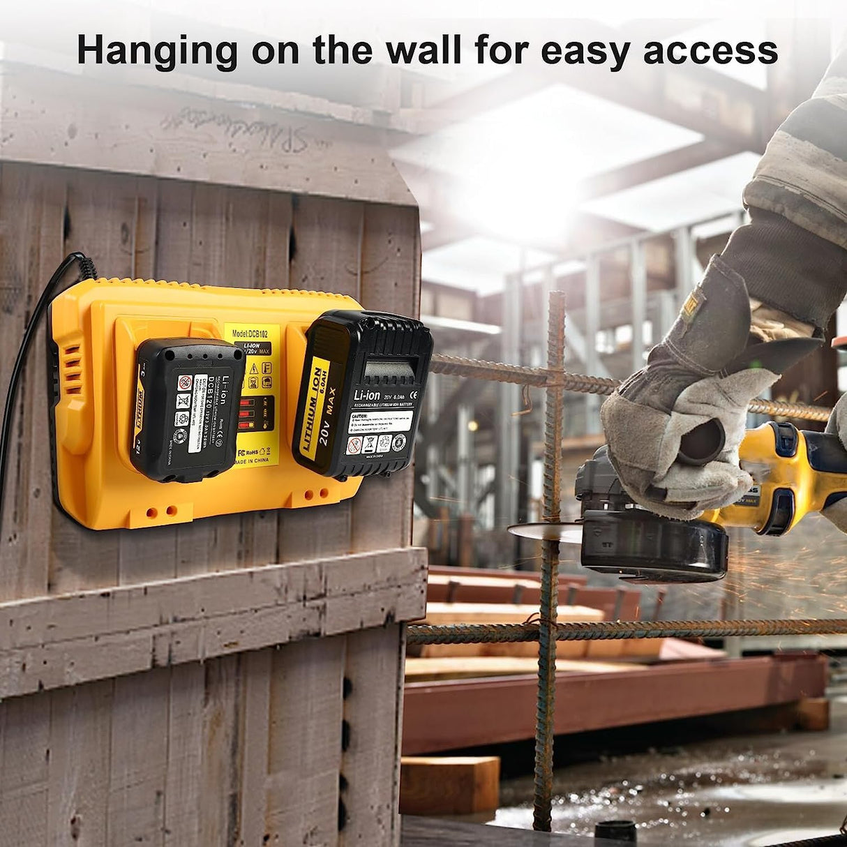 TeenPower 12/20V Max Battery Charger Replacement for Dewalt DCB102 Compatible with 12V 20V Max Lithium Battery DCB124 DCB203 DCB204 DCB606, 2-Port Simultaneous Charging TeenPower