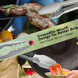 Hotec Stainless Steel Kitchen Tongs Grill Tongs Set of 2-9" and 12", Barbecue Tongs Locking Metal BBQ Kitchen Food Tongs for Cooking Non-Slip Grip HOTEC