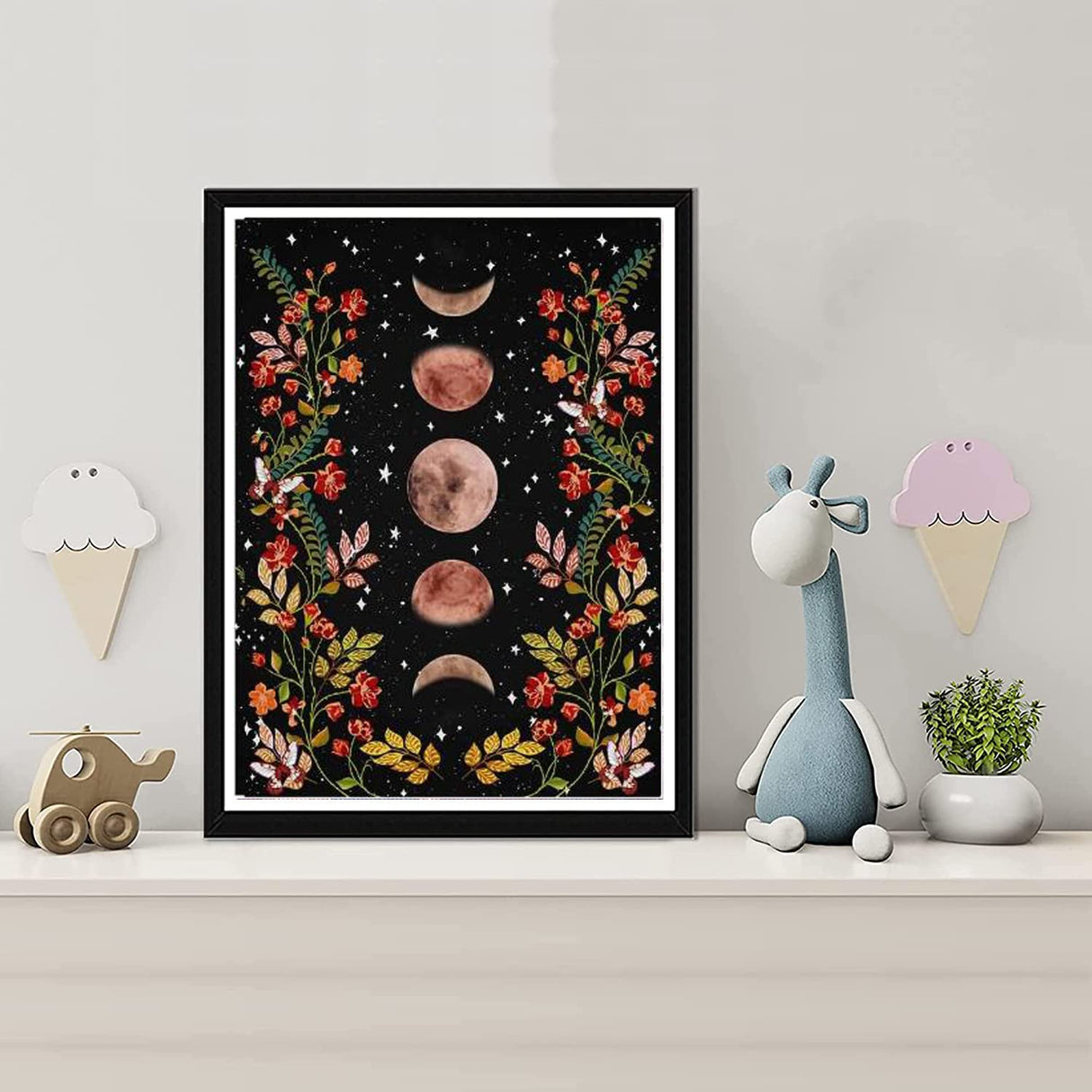 2 Pack Diamond Painting Kits for Adults,5D DIY Mushroom Forest Full Drill Round Art Gems with Moon Diamond Art Perfect for Home Wall Decor Diamond Dotz Inch12x16 REKKNA