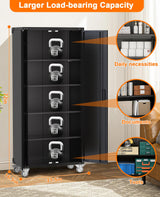 Metal Storage Cabinet 72" H with Wheels, Steel Tool Cabinet with Pegboard and 4 Adjustable Shelves, Lockable Rolling Garage Cabinet for Home,Garage,Office Organization GarveeHome