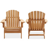 Casafield Oversized Folding Adirondack Chair, Set of 4 Cedar Wood Outdoor Fire Pit Lounge Chairs for Patio, Deck, Yard, Lawn and Garden Seating, Partially Pre-Assembled - Natural Casafield