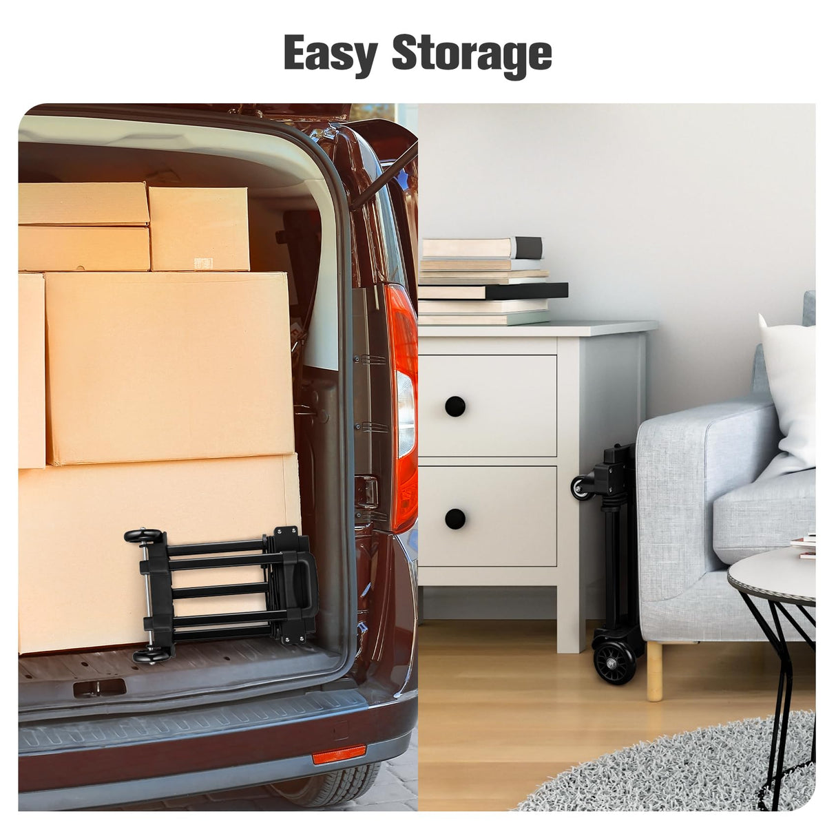 KEDSUM Folding Hand Truck, 290 lbs Heavy Duty Luggage Cart for Moving, Solid Construction Utility Dolly Cart Compact and Lightweight for Luggage, Personal, Travel, Auto, Moving and Office Use KEDSUM