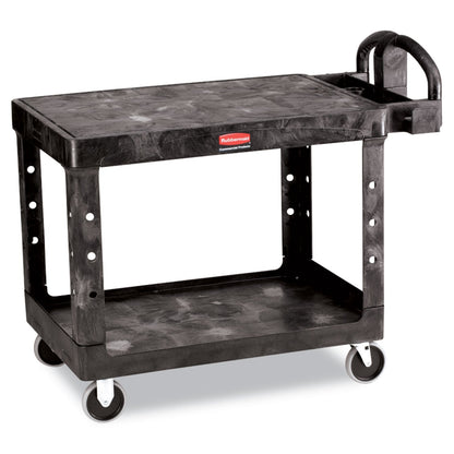 Rubbermaid Commercial Products 2-Shelf Utility/Service Cart, Medium, Flat Shelves, Ergonomic Handle, 500 lbs. Capacity, Ideal for Warehouse/Garage/Cleaning/Manufacturing - WoodArtSupply