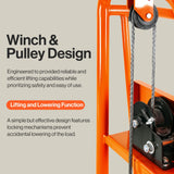 SuperHandy Material Lift Winch Stacker, Pallet Truck Dolly, Lift Table, Fork Lift, 330 Lbs 40" Max Lift w/ 8" Wheels, Swivel Casters [Patent Pending] SuperHandy