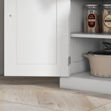 HOMCOM 72" Kitchen Pantry Storage Cabinet, Traditional Freestanding Cupboard with 4 Doors and 3 Adjustable Shelves, Large Central Drawer, White HOMCOM