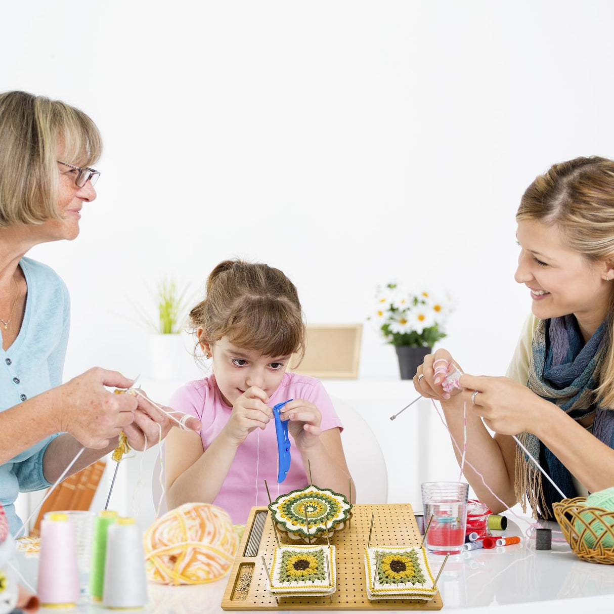 Crochet Blocking Board with 15 Stainless Steel Pegs - 13 x 12 Inch Granny Square Blocking Board, Blocking Boards for Crochet Projects Gifts for Mom, Grandmothers Adnkwolivt