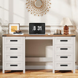 Vabches Farmhouse 60.6” Executive Desk with 7 Drawers, Computer Desk with File Drawer for Hanging Files A4, Workstation for Home Office, Study. Vabches