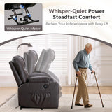 ANJ Brown Power Lift Recliner Chair for Elderly with Heat & Massage, Faux Leather Electric Recliner Sofa with Cup Holders, USB Port & Side Pockets, Heavy Duty Reclining Chair for Seniors ANJ