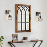 foucasal Wall Sconces Set of 2, Farmhouse Wall Mount Lighting, Black Vanity Lights Fixture for Bathroom with Metal Cage Shade, Wood Rustic Wall Lamp for Hallway, Living Room, Mirror, Bedroom foucasal