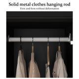 FUNISIR Bedroom Wardrobe Cabinet with 2 Doors, Wood Armoire Closet with Hanging Rod, Wardrobe Closet with 3 Drawers & Multi-Shelves for Clothes Organize, Black (19.7" D x 31.5" W x 70.9" H) FUNISIR