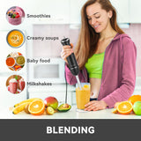 Immersion Blender Handheld Hand Blender, 1000W 5 in 1 Hand Mixer Stick, BPA-Free 12 Speed Handheld Blender 304 Stainless, Mixing Beaker, Chopper, Whisk, Milk Frother, Soup, Smoothies, Baby Food, Sauce Abuler
