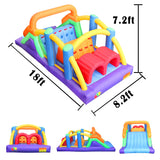 BESTPARTY Inflatable Obstacle Course Bounce House Castle with Large Slides Bounce Area and Obstacles Inflatable Bouncer House Jumper with Blower BESTPARTY