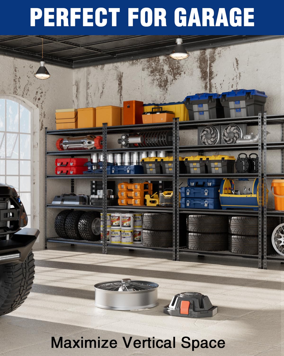 WORKPRO 5-Layer Heavy Duty Metal Storage Rack, 48”W x 24”D x 72”H, Adjustable Shelving Unit with 4000 lbs Total Load Capacity, for Garage, Kitchen, Bathroom, Warehouse WORKPRO